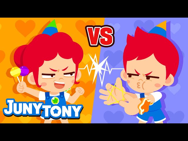 Juny vs. Tony | We’re Alike but Different! | 💚JunyTony Song🧡 | VS Series for Kids | JunyTony class=