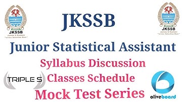JKSSB Junior Statistical Assistant - Classes Schedule - Syllabus Discussion -  Mock Test Series