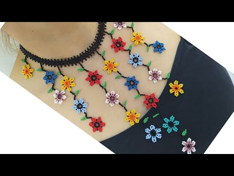 Çiçekli Kolye Yapımı Anlatımlı (Flower Necklace Making Narrated) 💐🥰#diy #handmade