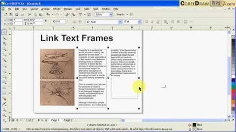 Linking text boxes in CorelDraw