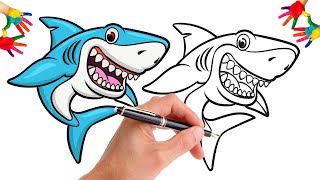 تعلم رسم سمكة قرش خطوة بخطوة | رسم قرش | رسم سمك القرش سهل |  رسومات سهلة | تعليم الرسم #shark