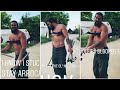 Jason momoa goes shirtless to teach his son how to throw tomahawk axes on target without looking