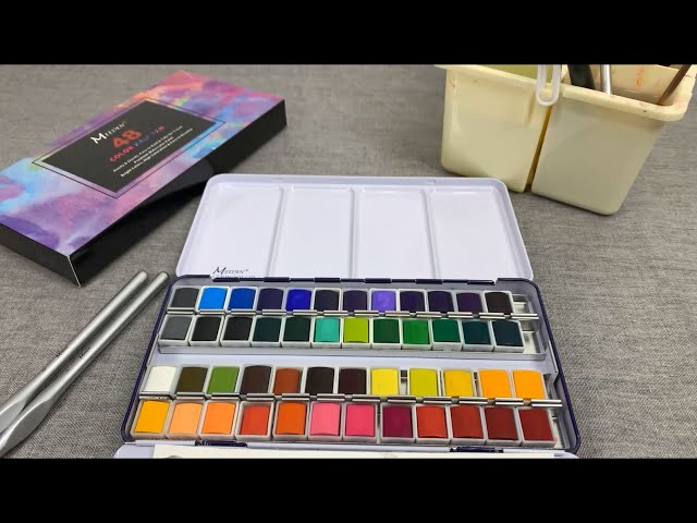 MEEDEN Watercolor Paint Set, 48 Vibrant Colors in Metal Tin Box