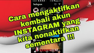 Cara mengaktifkan kembali akun INSTAGRAM yang kita nonaktifkan sementara !!!