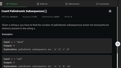Count Palindromic Subsequences (gfg)
