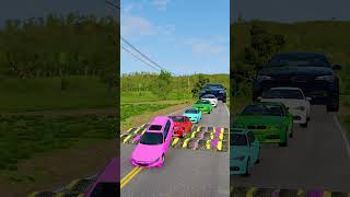 Small to Giant Cars vs Speed Bumps Cross #speedbumps #beamngdrive #shorts