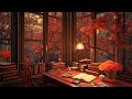 Autumn rainy day ambience with relaxing piano music  cozy sounds for sleep study or relaxation