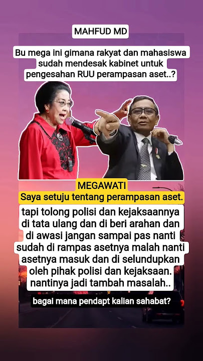 MHFUD MD mendesak agar ruu perampasan aset segera di sah kan #mahfudmd #megawati