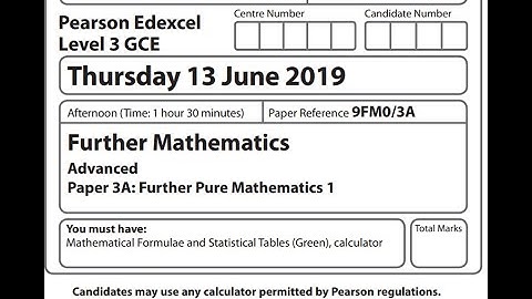 Further Pure 1 2019 Pearson Edexcel A level Further Maths