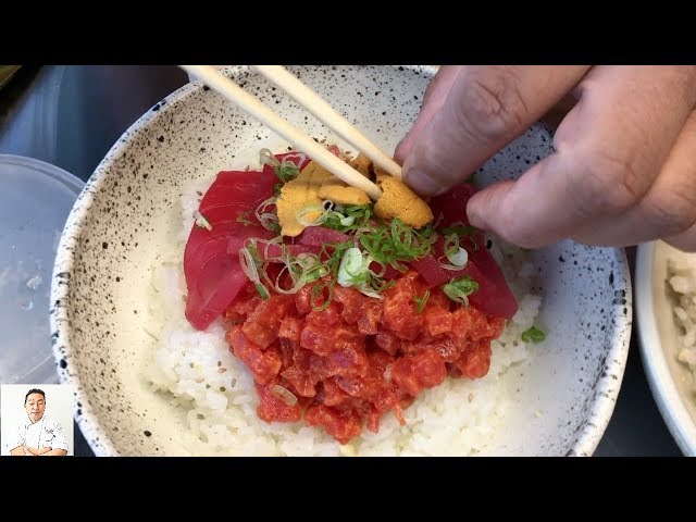 Tuna Uni Chirashi From Frozen Tuna Block