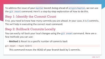 How to Handle GIT Branch Ahead of 