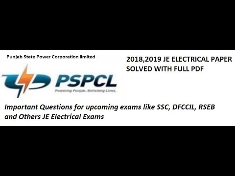 PSPCL JE Electrical Paper Solved 2018, 2019