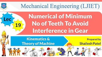 L 19 Numerical of No of Teeth To Avoid Interference | Kinematics and Theory of Machine | Mechanical