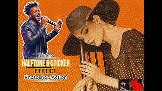 Vintage Halftone & Sticker Effect Photoshop Action