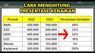 Cara Menghitung Persentase Kenaikan di Excel