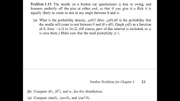 Introduction to Quantum Mechanics (2E) - Griffiths, P1.11: Probability-needle on broken speedometer