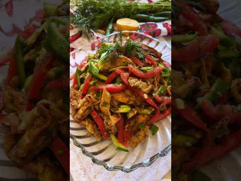 Бақлажонли салат. Ёзнинг энг мазали салати😋рецепт коментда #pецепт #recipe #foodrecipes #cooking