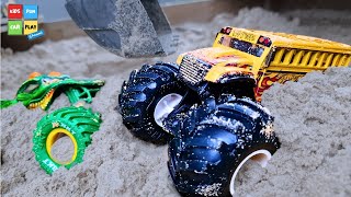 Looking For Monster Trucks in The Playground | Grave Digger Megalodon