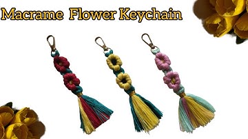 Diy Macrame Daisy Flower keychain tutorial | Step by step for beginners |Boho style #macramekeychain