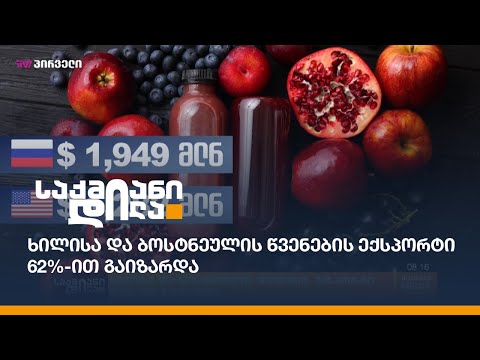 ხილისა და ბოსტნეულის წვენების ექსპორტი 62%-ით გაიზარდა