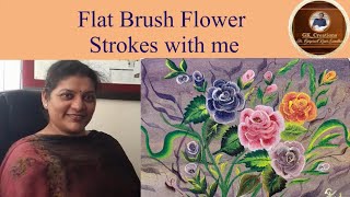 Flat Brush Rose Strokes #acrylicpainting #roses #flatbrushpainting