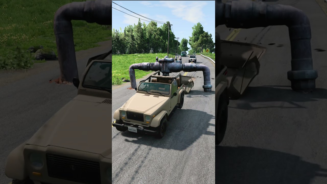 Cars vs Low Pipe Bollard | BeamNG.Drive