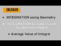 Integration Using Geometry, Substitution in Definite Integrals &amp; Average Value of Integral