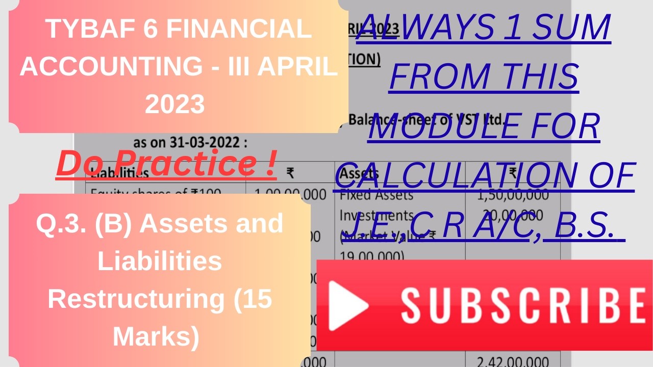 TYBAF SEM 6 Financial Management-III April 2023 [Q. 3.(B)] Assets and Liabilities Restructuring Sum