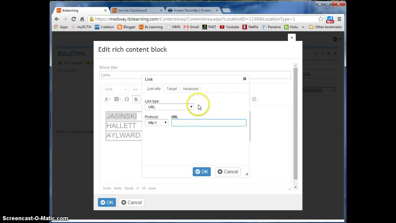 Its Learning - Tree Links on Dashboard