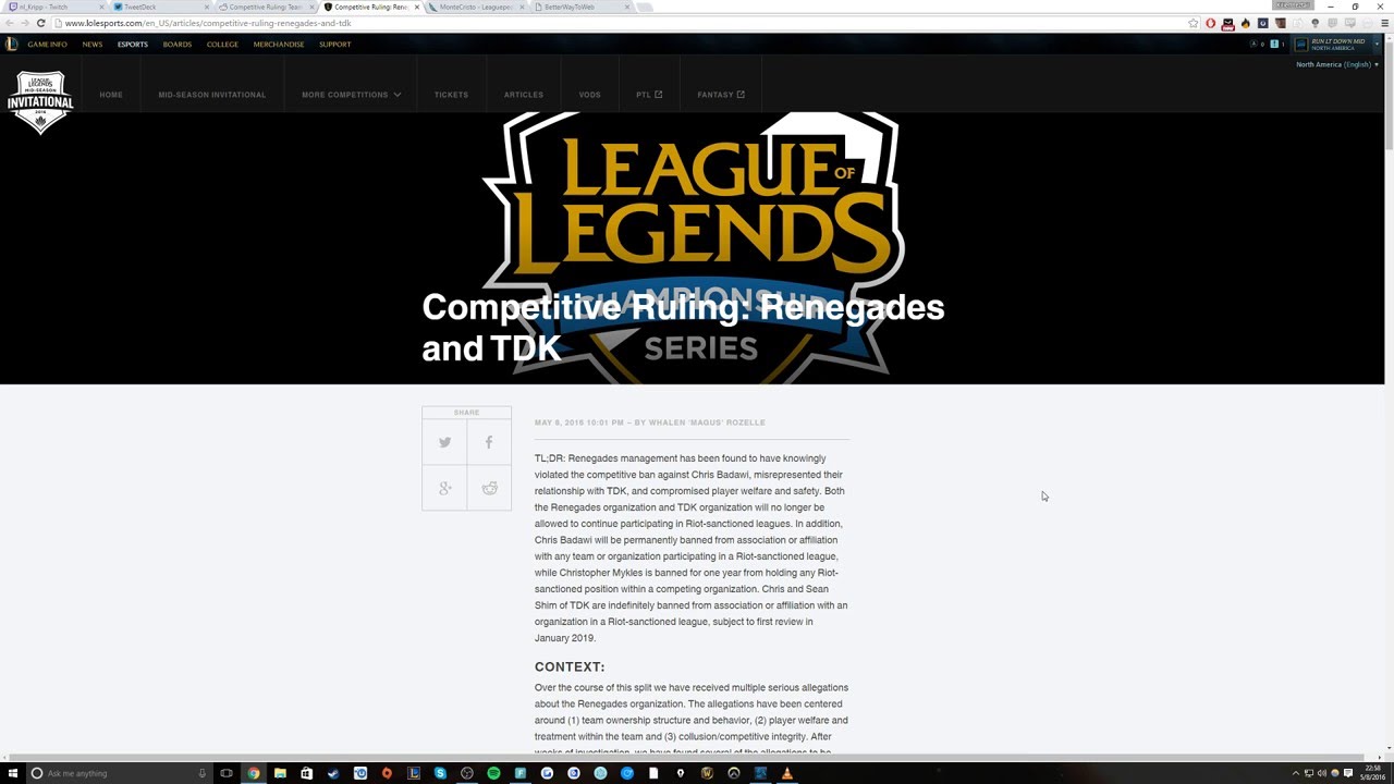 Competitive Ruling: Team Dragon Knights and Team Renegades. [DISQUALIFIED]