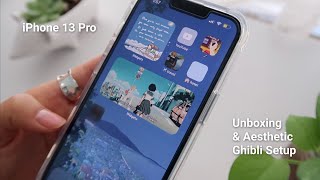 my iPhone 13 Pro (sierra blue) unboxing & aesthetic studio ghibli setup 🙈