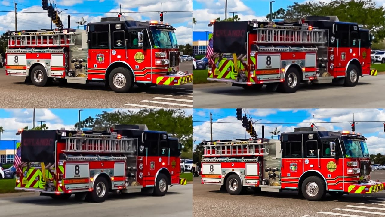 Orlando FD | Engine 8 & Rescue 8 Code 3 EMS Response (Air Horn + Q Siren)