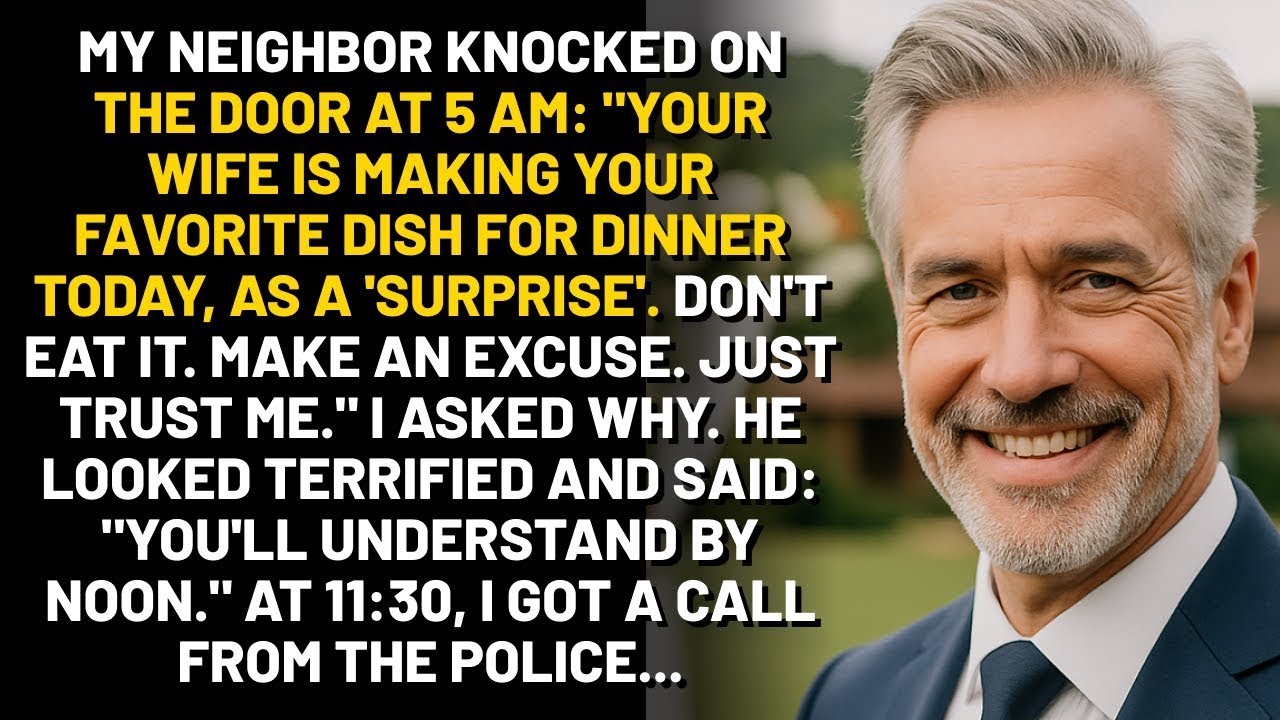 My Neighbor Knocked At 5AM  Don't Eat Your Wife's 'Surprise' Dinner Just Trust Me  At Noon I