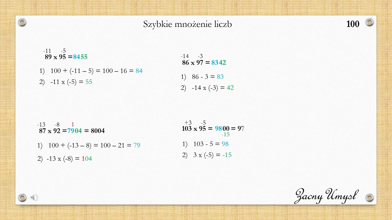 Szybkie mnożenie liczb dwucyfrowych nowa metoda