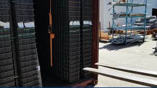 Unloading Steel Mesh from Container