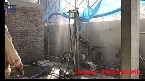 Cắt bê tông tường vây ở vị trí khó bằng máy cắt dây kim cương (0999168060)