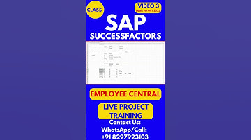 SAP SuccessFactors EC Training Online Tutorial Class 3 9th OCT 2025 #sapsuccessfactorstraining