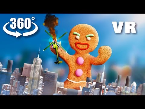 VR 360° GIANT GINGERBREAD MAN in the City