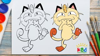 How to Draw Meowth Pokemon | Drawing for Kids Easy Steps