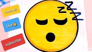 How to Draw Sleep Emoji - Cute and Easy | رسم ايموجي نائم 