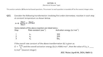 Q22 JEE Main, Chemistry PYQ April 04, 2024, Shift 1 | Consider the following transformation involvin