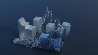Blender FlipFluids Falling Cube Simulation