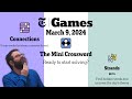 NYT Connections, Mini Crossword, and Strands | March 9, 2024