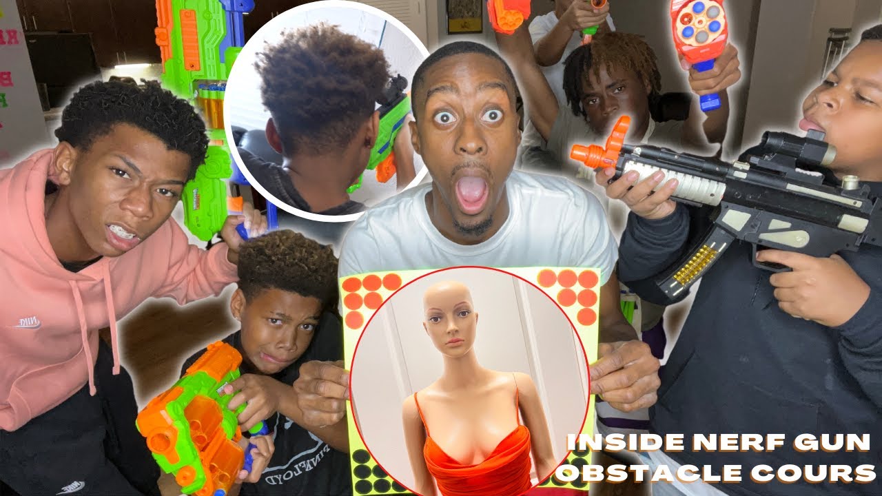 NERF WAR WITH  KIDS - OBSTACLE COURSE