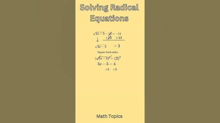 Solving Radical Equations #maths #algebra #matemat...