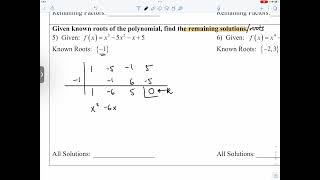 [Alg2] Using Synthetic Division to Find Function Values  aka "Synthetic Substitution"