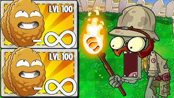 PvZ 2 Power Up INFINITE - All Plants Max Level Vs 100 Explorer Zombie - Who is best plant ?