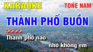 Karaoke Thành Phố Buồn Tone Nam Nhạc Sống | Nguyễn Linh