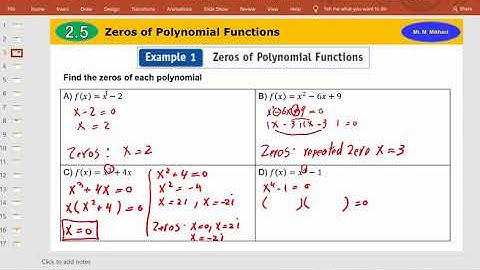 2.5 Zeros of Polynomial Functions Part I