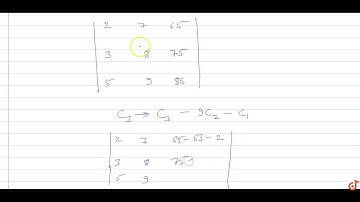 Using the property of determinants and without expanding, prove that `|(2,7,65), (3,8,75), (5,9...